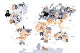 Farebná mapa sveta plná zvierat