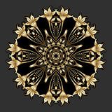 Zlatá mandala v čiernom kontraste