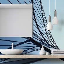 Abstraktni-architektonicka-linie-v-odstinech-modre-fototapety-do-koupelny-fototapety-demural