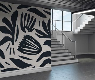 kontrastni rostlinny vzor v cerne a bile fototapety kvetiny fototapety demural