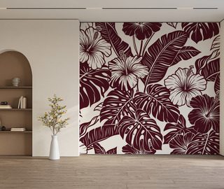 vinove cervene ibisky v tropicke kompozici fototapety kvetiny fototapety demural